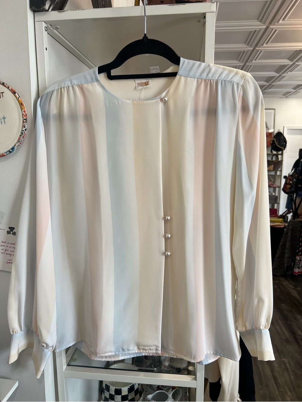 White Stag vintage Pastel Stripe Pearl-Button Blouse